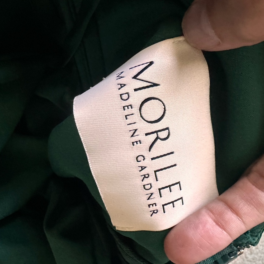 Morilee Emerald Green Satin Maxi Dress Formal Evening Gown - Picture 7 of 8